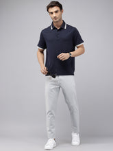 Men's Sky Blue Cotton Caribbean Slim Fit Solid 5 Pocket Cross Pocket Trouser